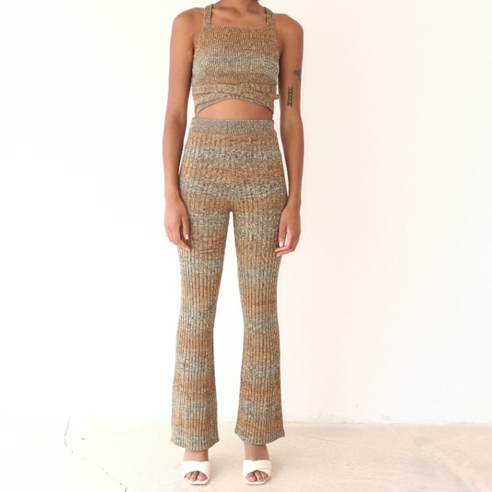 STUDIO FANTASTIQUE - NAOMY flared knitted pants brown (NWT) Sz M